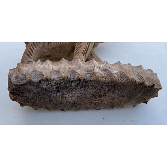 Vintage Hand Carved Wooden Elephant Statue Figurine Rare Trunk Up Good Luck - Picture 10 of 12